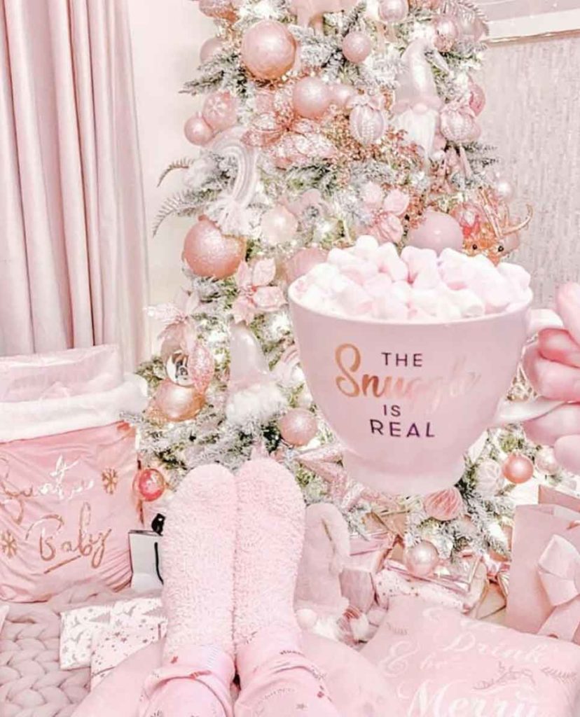 pink cozy christmas aesthetic