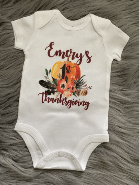 Baby Girl Outfit My First Thanksgiving Outfit Gingham Plaid Baby Girl Outfit Pumpkin Skirt Baby Girl Thanksgiving Outfit Personalized