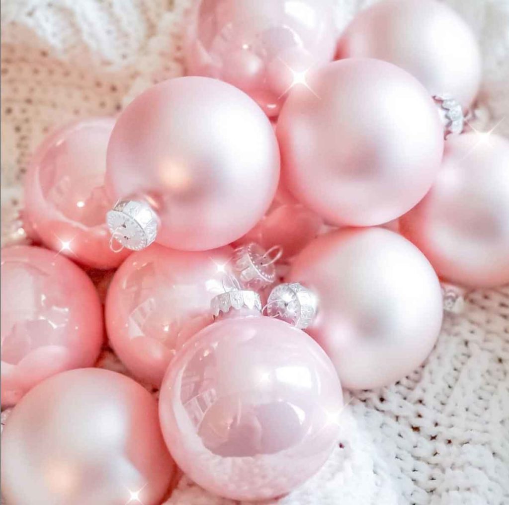 pink aesthetic Christmas ornaments