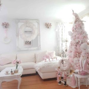 soft pink christmas aesthetic living room decor