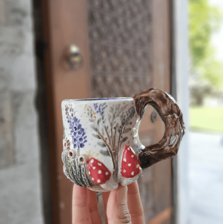 tea mug coffee mug 12 oz handmade and hand-painted mugs