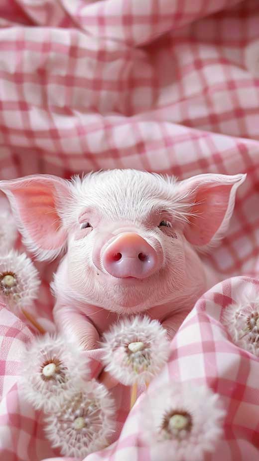cute cottagecore pig pink aesthetic wallpaper for iphone