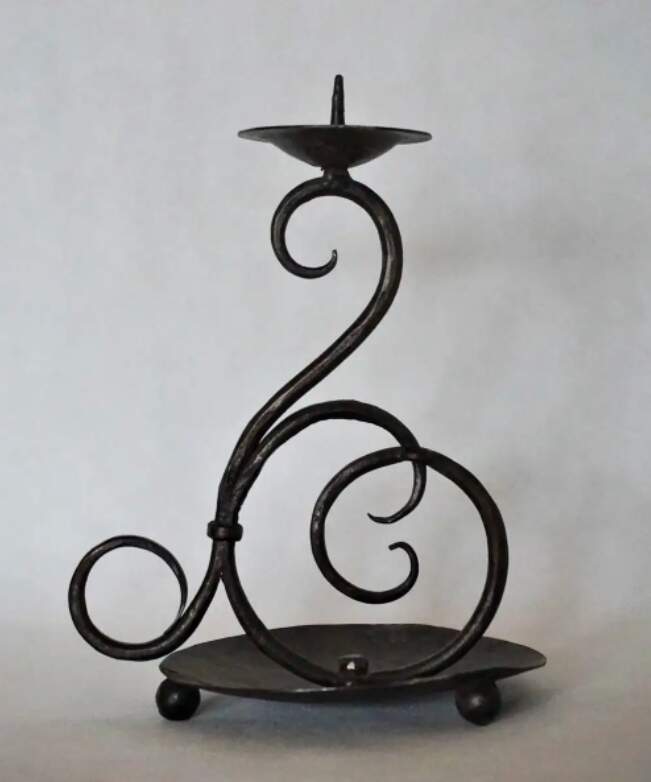 18th Century Set of Two Spanish Hand Forged Iron Church Candle Holders