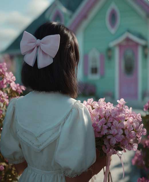 cute cottagecore hairstyle on short hair with bow