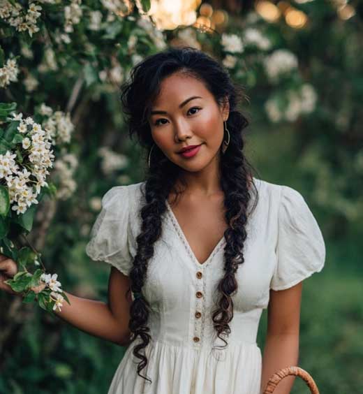 long hair two side braids cottagecore hairstyle