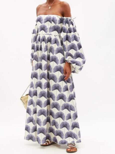 Minimalist Palma-print cotton maxi dress, Agua by Agua Bendita