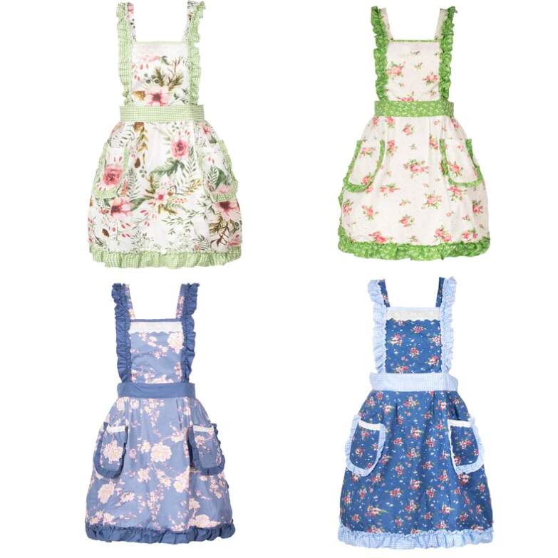 Cottagecore Floral Aprons With Ruffles