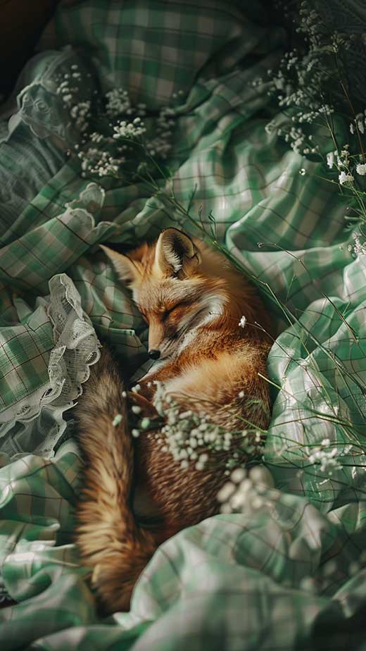 cute woodland fox cottagecore aesthetic wallpaper for spring
