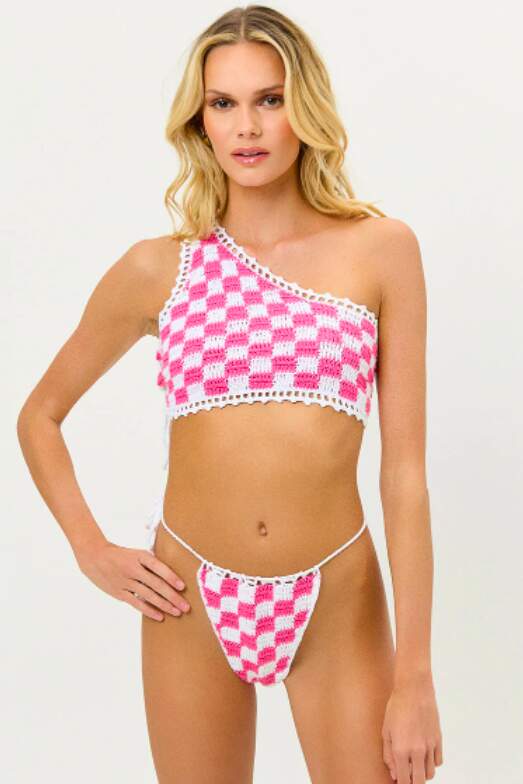 One-Shoulder Crochet Bikini Top