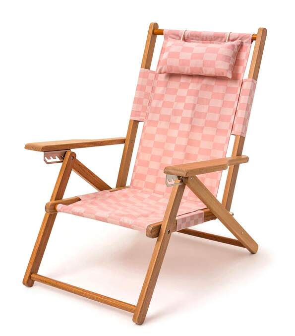 Dusty Pink Check Beach Chair