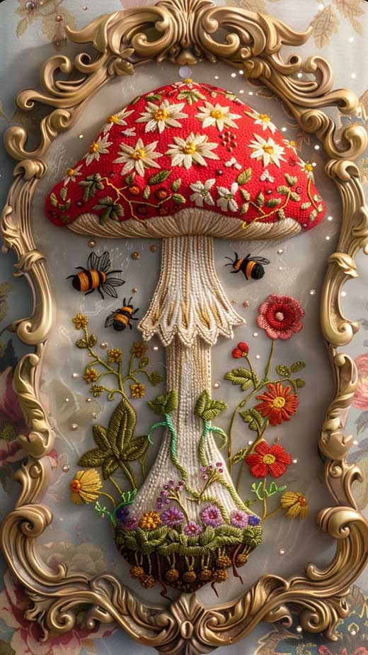 mushroom and bees cute cottagecore wallpaper for phone