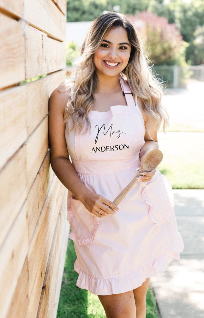 Personalized Pink Cute Aprons With Pocket, by HundredHearts at Etsy