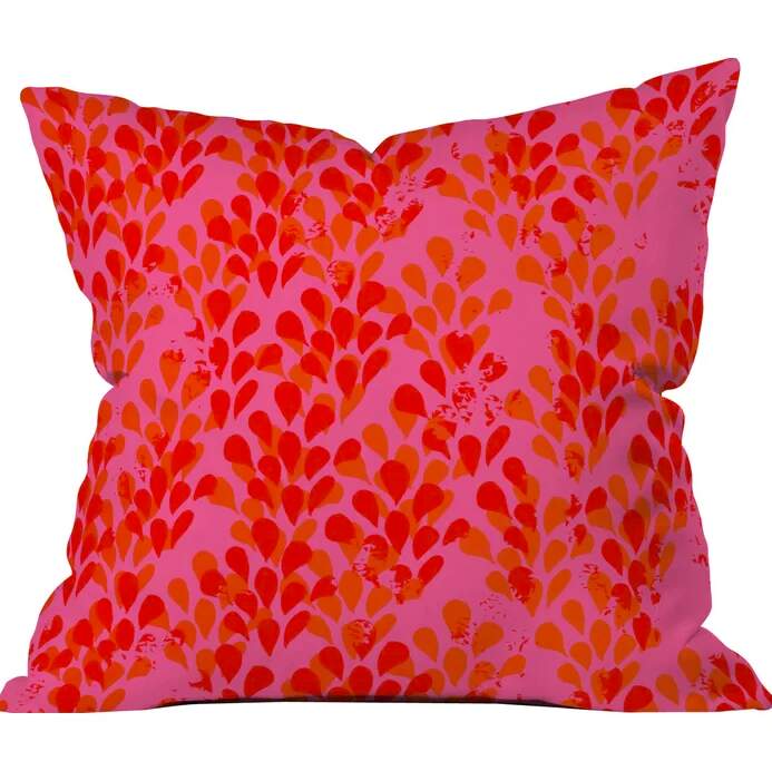 Hot Pink and Orange Outdoor Pillow