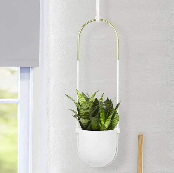 Modern minimalist Stoneware Ceramic Hanging Planter For Outdoor