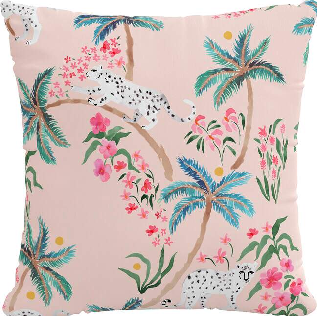 Palm Leopard Blush Pink Outdoor Pillow