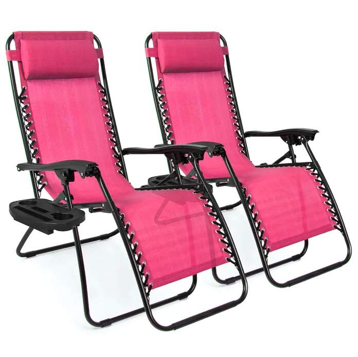 Set of 2 Reclining Steel Hot Pink Chairs
