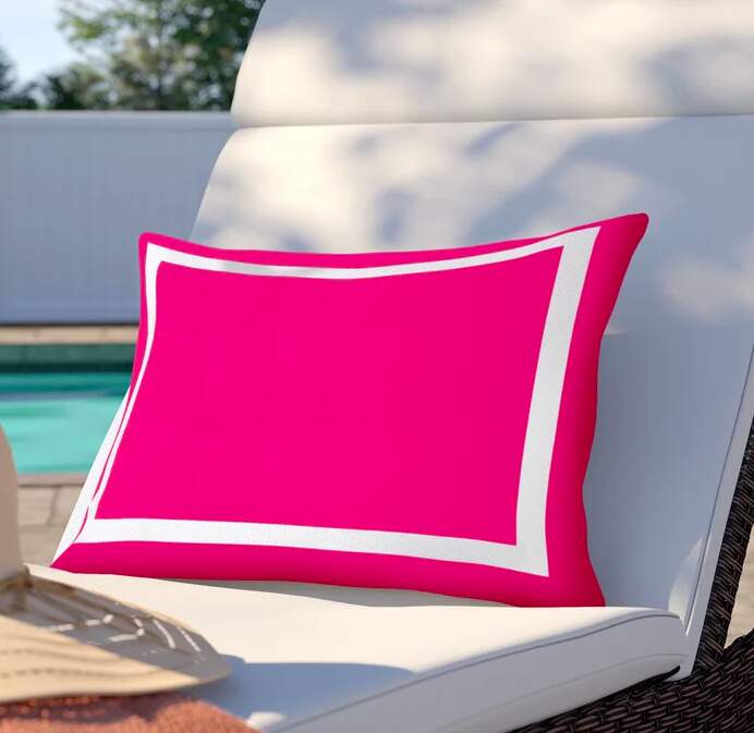 Hot Pink Rectangle Outdoor Decorative Pillow