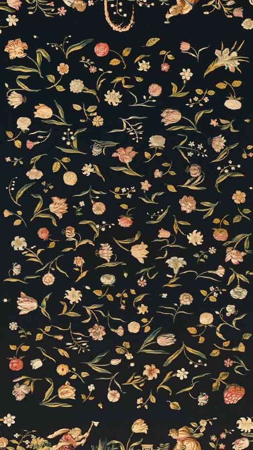 cottagecore floral wallpaper black