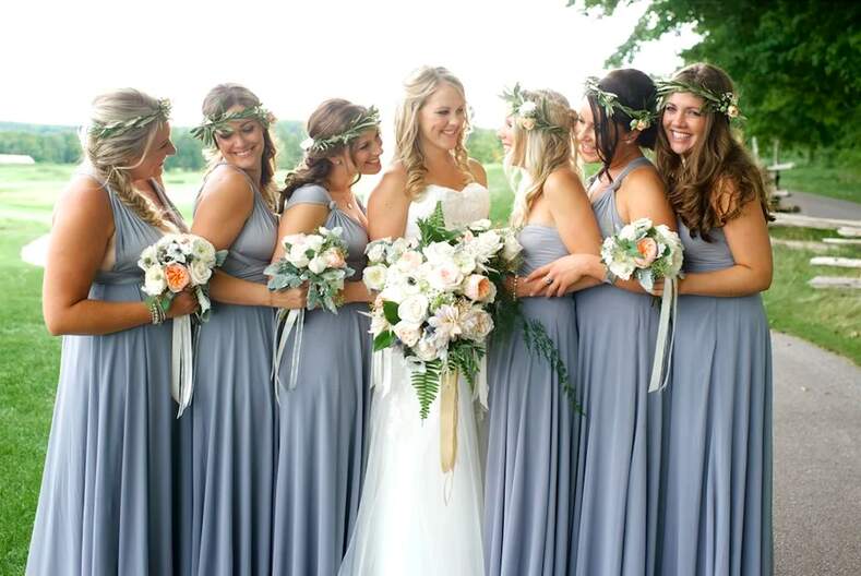 Dusty Blue Infinity Bridesmaids Dresses