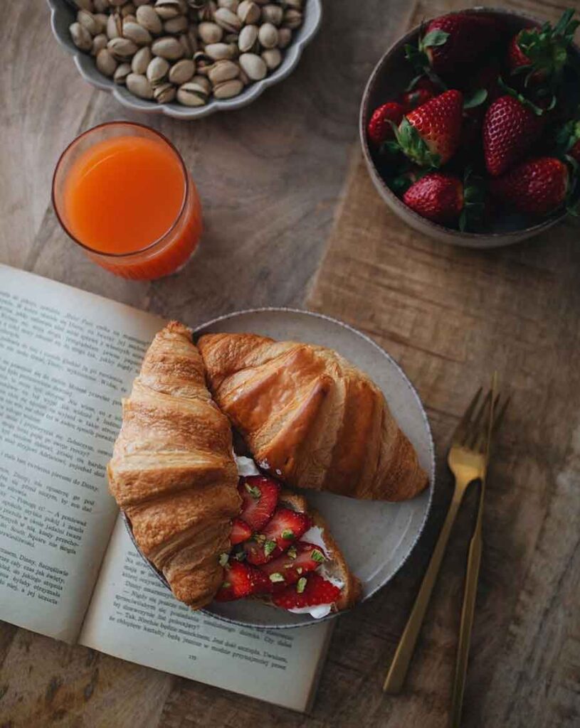 aesthetic breakfast croissant strawberry