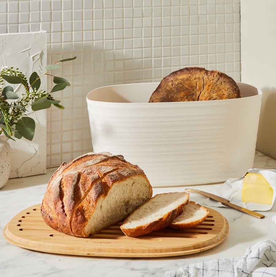 large recycled bread box aesthetic breakfast slow living baboo lid