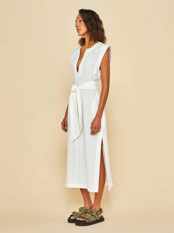 Minimal Chic White Linen Summer Dress