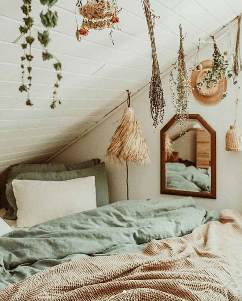 green witch aesthetic bedroom