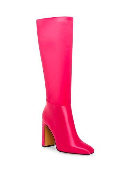 knee-high Hot Pink Satin Boots