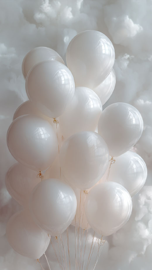 aesthetic white balloons phone wallpaper