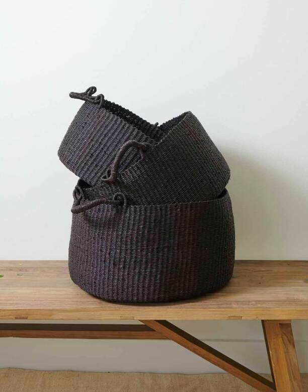 Handwoven Round African Storage Basket