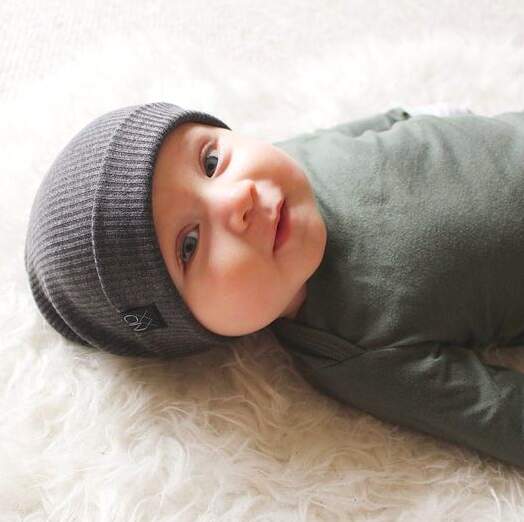 Charcoal Ribbed Knit Slouchy Beanie For Hipster Babies