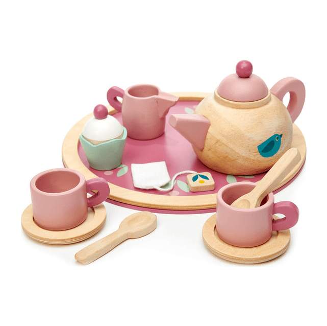 Cute Sustainable Wood Tea Set for Kids, Tender Leaf Toys - age 3+