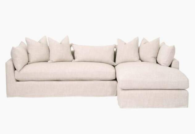 Modern L-Shape Slipcovered Sofa Chaise