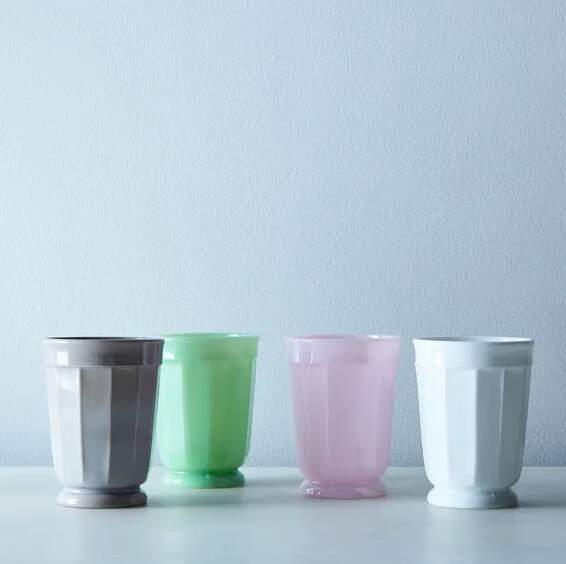 Mosser Faceted Colored Milk Glass Tumblers (Set of 4)