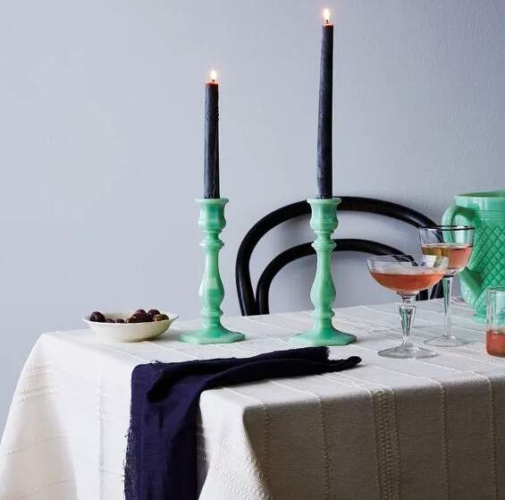 Mosser Jadeite Glass Candlesticks (Set of 2)