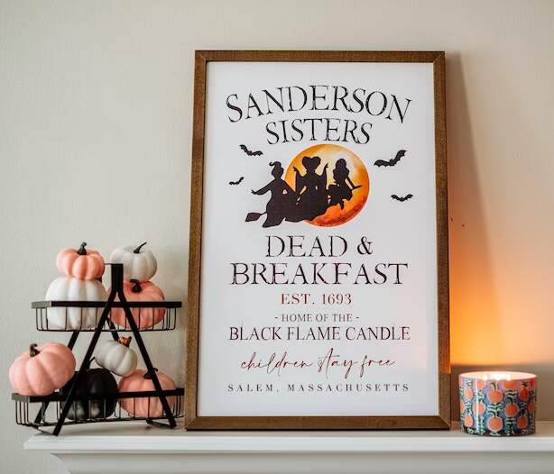 Sanderson Sisters Dead and Breakfast Sign Farmhouse Halloween Mantle Decor