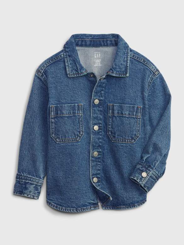 Long Sleeve Denim Button-Up Shirt For Baby And Toddler