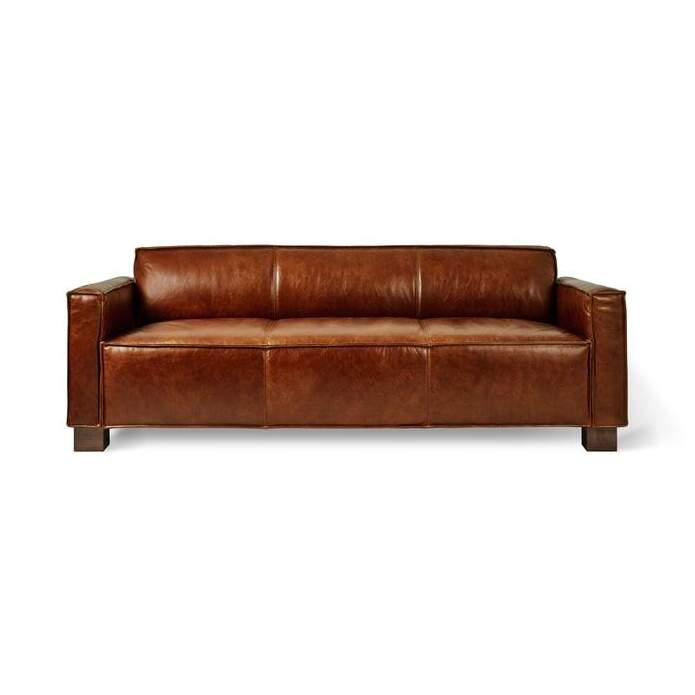 Top Grain Brown Distressed Leather Sofa, Gus