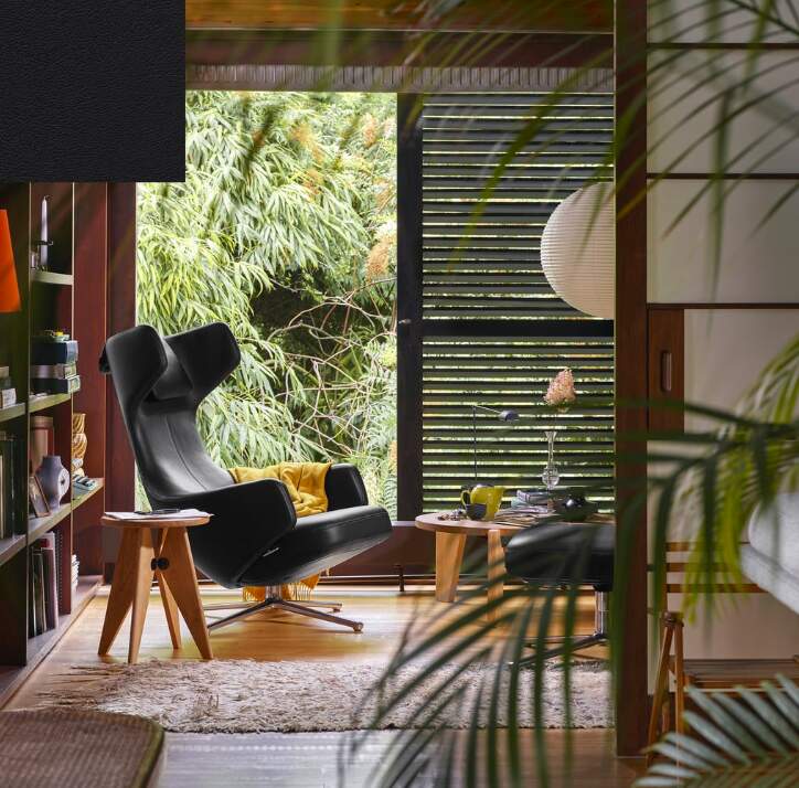 Swivel Grand Repos Mid Century Modern Lounge Chair and Ottoman 
