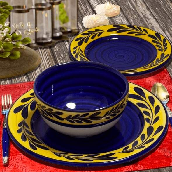 country french blue and yellow dinnerware made in usa