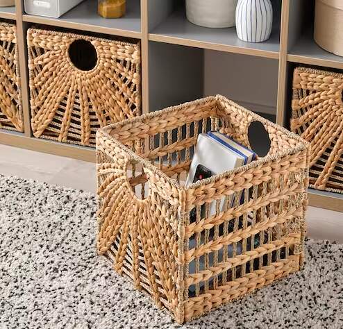 Natural Hyacinth and Seagrass Woven Cube Storage Basket
