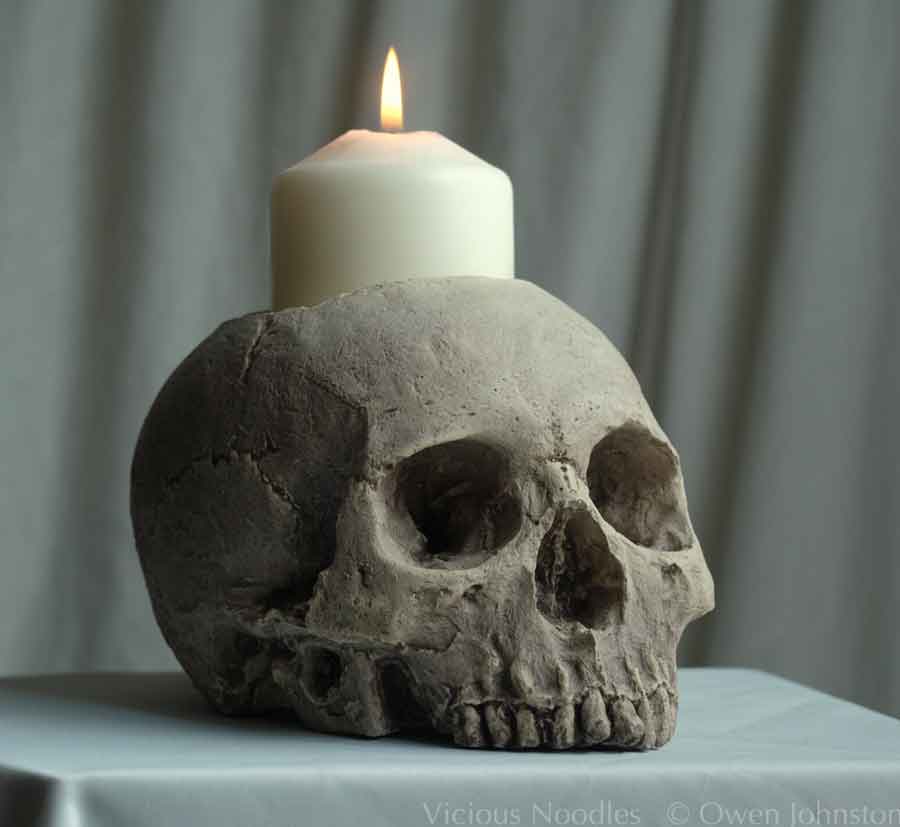 skull candle holder halloween decor gothic vintage dark academia gift