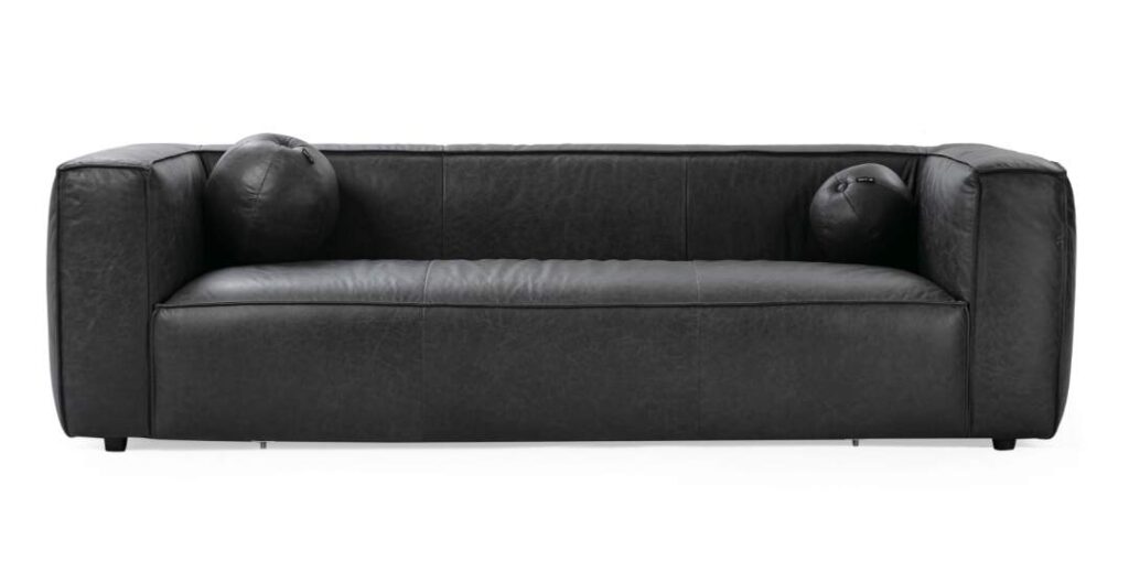 Soho 96" black distressed Leather Sofa