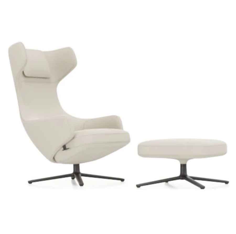 aesthetic living room lounge chair and ottomon