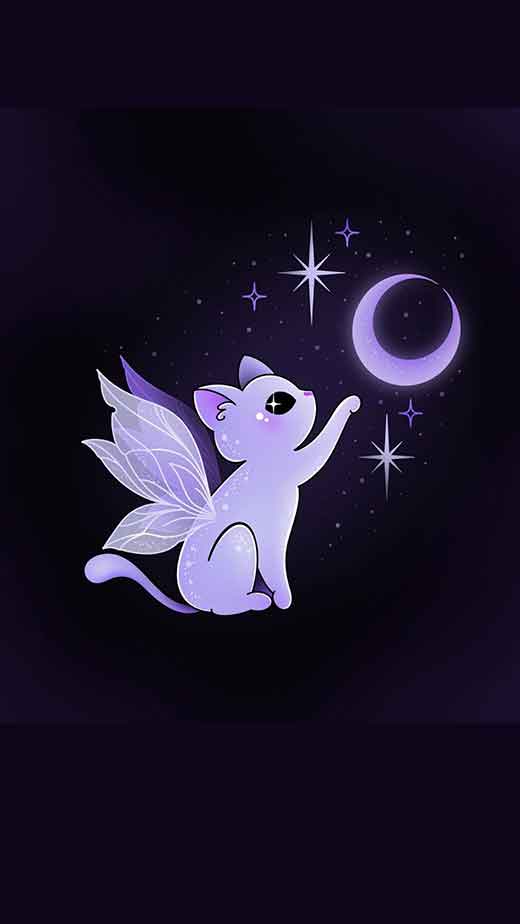 cute cat purple aesthetic wallpaper