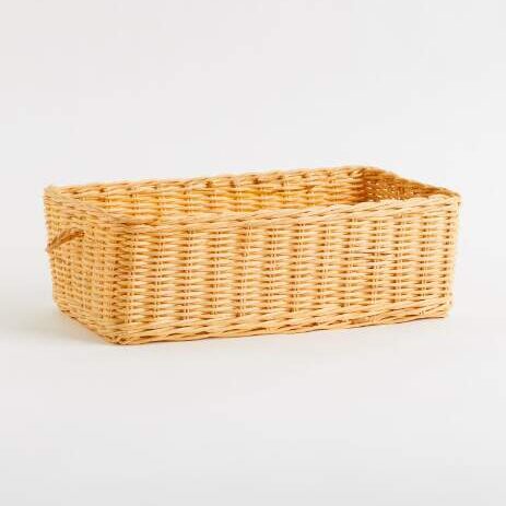 Small Rectangular Rattan Storage Basket For Shelf
