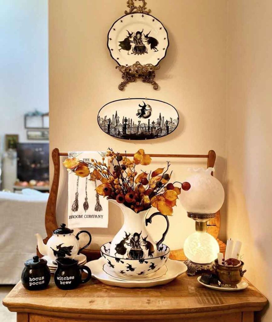 witch halloween decorations table