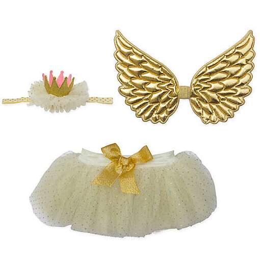 Gold Angel Wing, Crown and Tutu Set Costume For Baby | Elly & Emmy