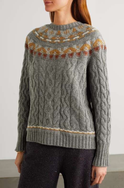 Achillea Fair Isle cable-knit cashmere sweater, Loro Piana