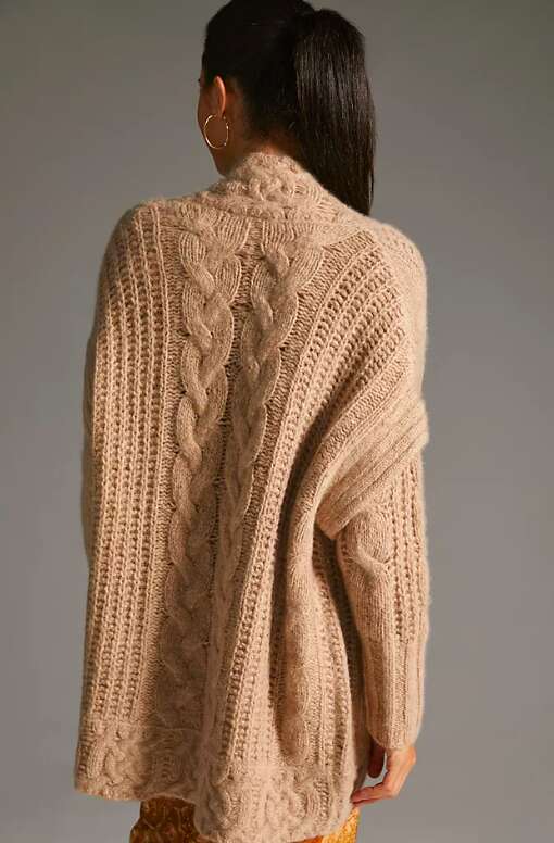 Cable-Knit Cashmere Cardigan Sweater